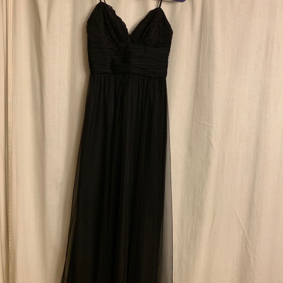 Amsale Black/Lace Tulle Bridesmaid Gown - Picture 2 of 4
